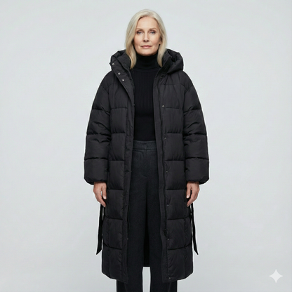Carmen - Long Belted Puffer Mantel
