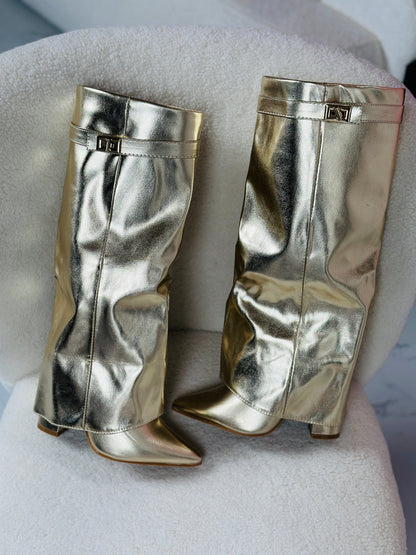SERAPHINA™ - Gold Leather Stiefel