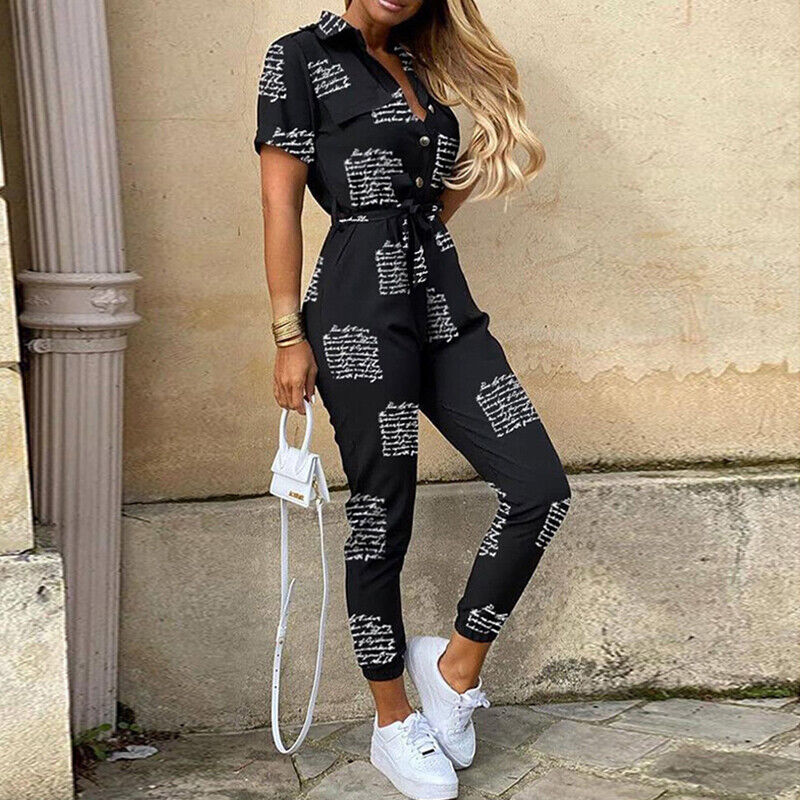 Reese | Lightweight Structured Fit Short Sleeve Jumpsuit With Button Closure