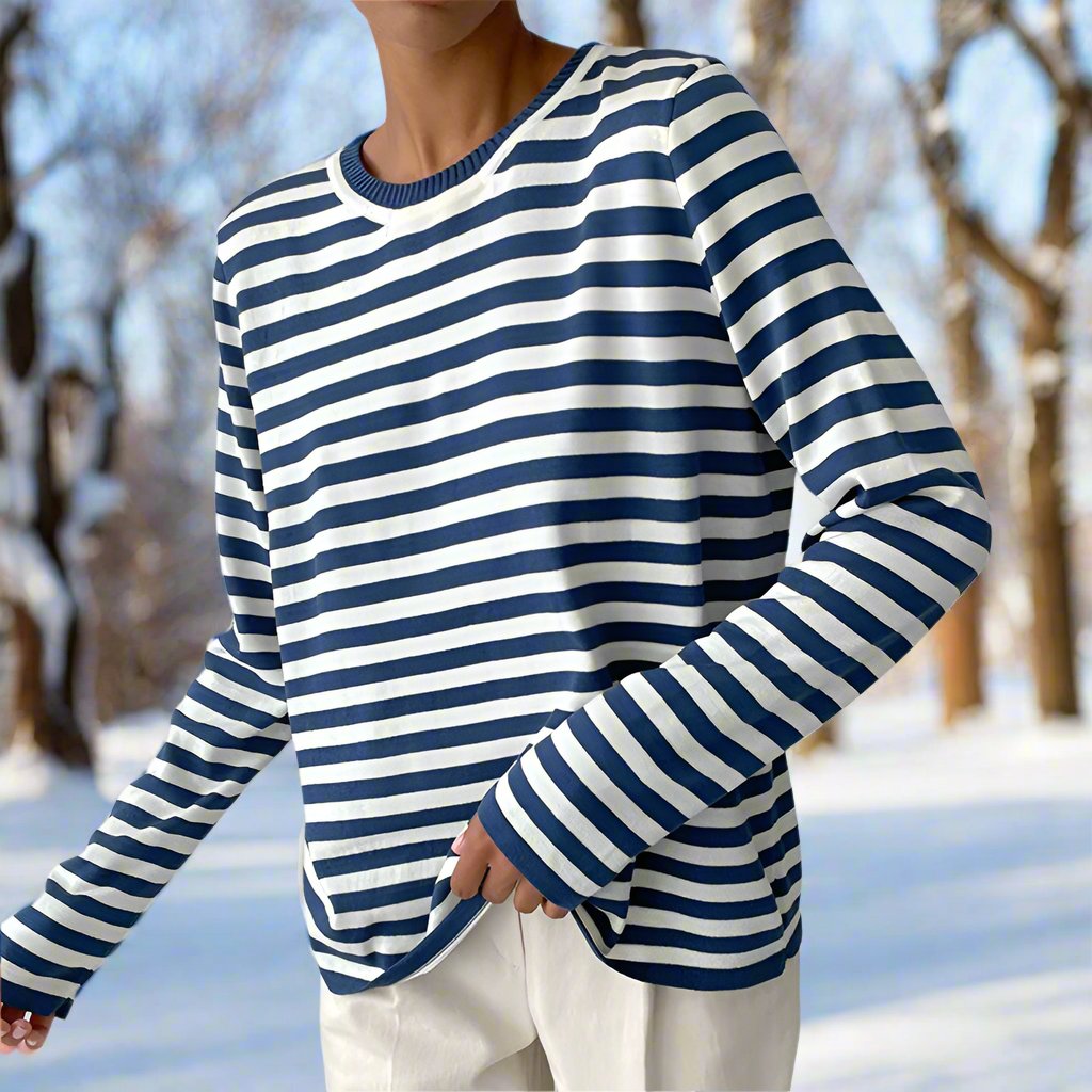 Gail | Striped Cotton Long Sleeve T-Shirt for Damen