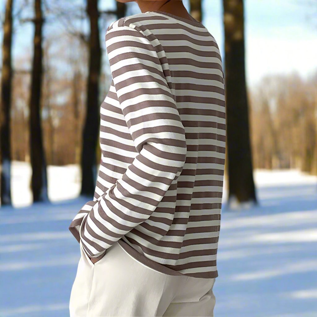 Gail | Striped Cotton Long Sleeve T-Shirt for Damen