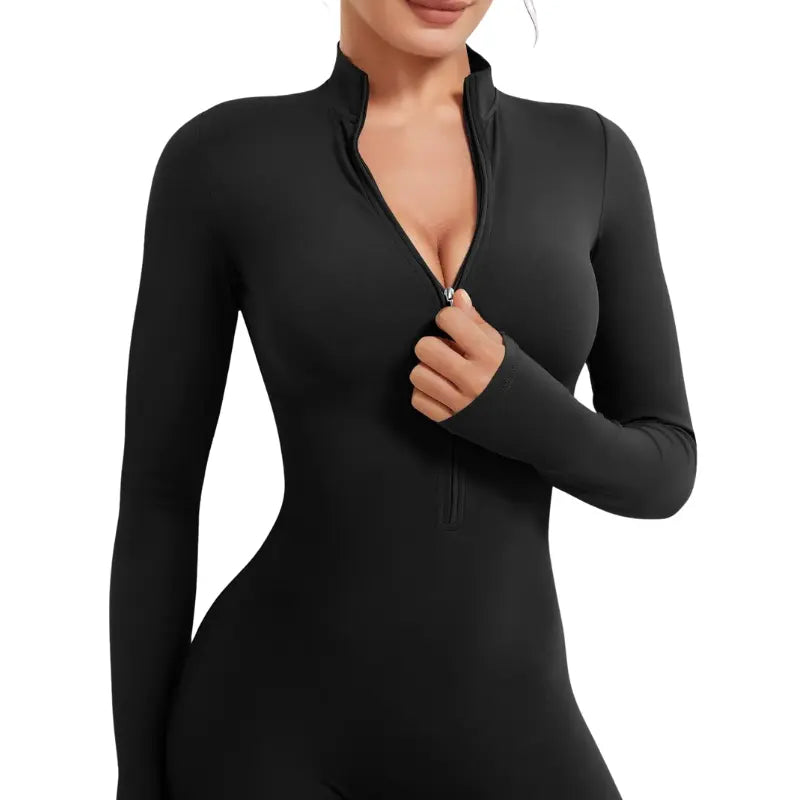 Hana - Seamless Long-Sleeve Flared Yoga Jumpsuit