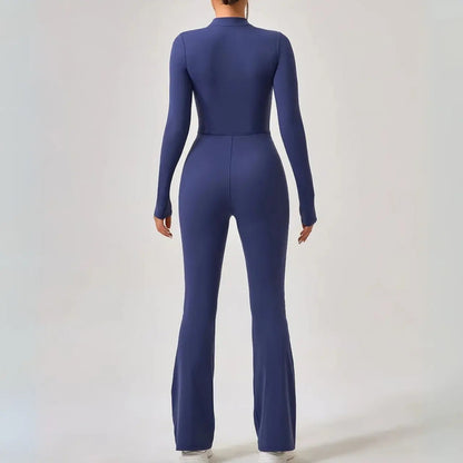 Hana - Seamless Long-Sleeve Flared Yoga Jumpsuit