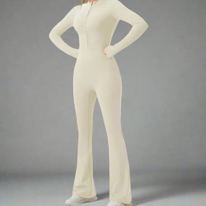 Hana - Seamless Long-Sleeve Flared Yoga Jumpsuit