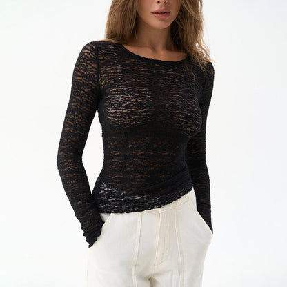 Isolde - Premium Sheer Mesh Long Sleeve Damen’s Shirt