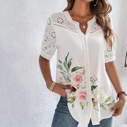 ANNELISE™ – Casual Lace Printed Bluse