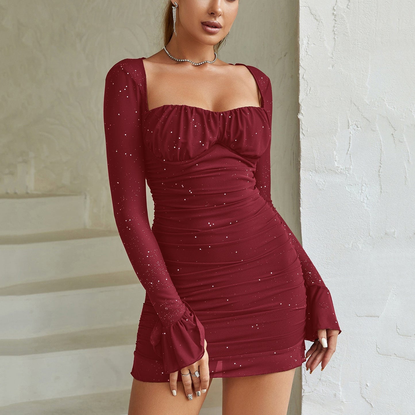 EVELINE™ - Elegant Mesh Long Sleeve Bodycon Kleid