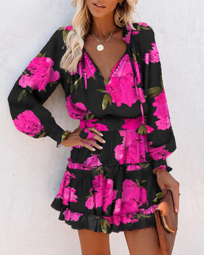Zoe | Bold Floral Mini Kleid for Vibrant Elegance