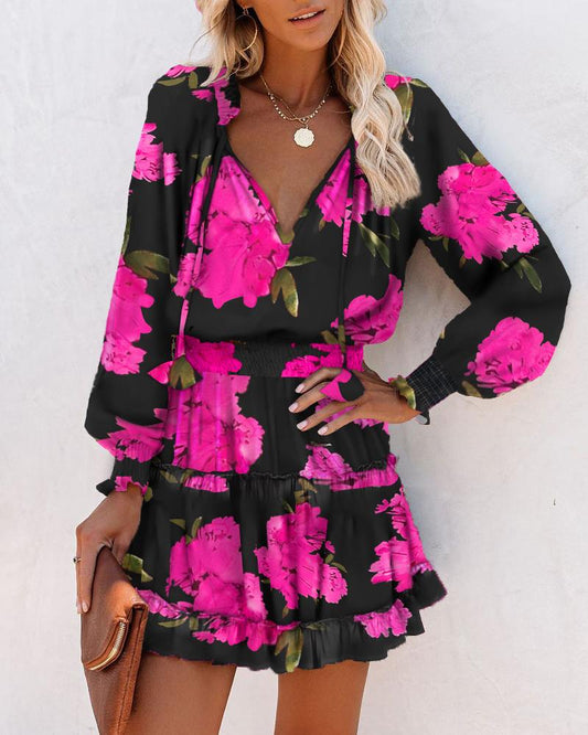 Zoe | Bold Floral Mini Kleid for Vibrant Elegance