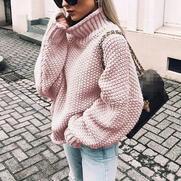 Priscilla | Damen Oversize Chunky Knit Turtleneck Jumper