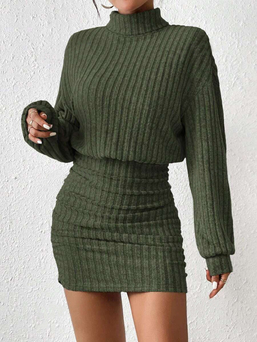 POPPY™ - Minimalist Ribbed Turtleneck Kleid