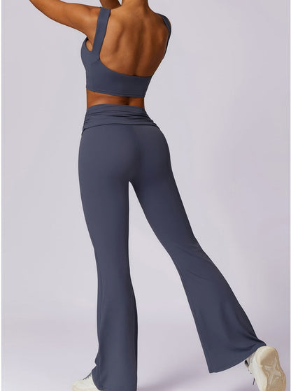 Amira - High-Waist Flare Leggings with Folded Band