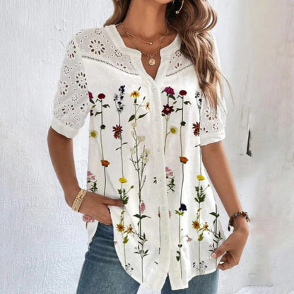 ANNELISE™ – Casual Lace Printed Bluse