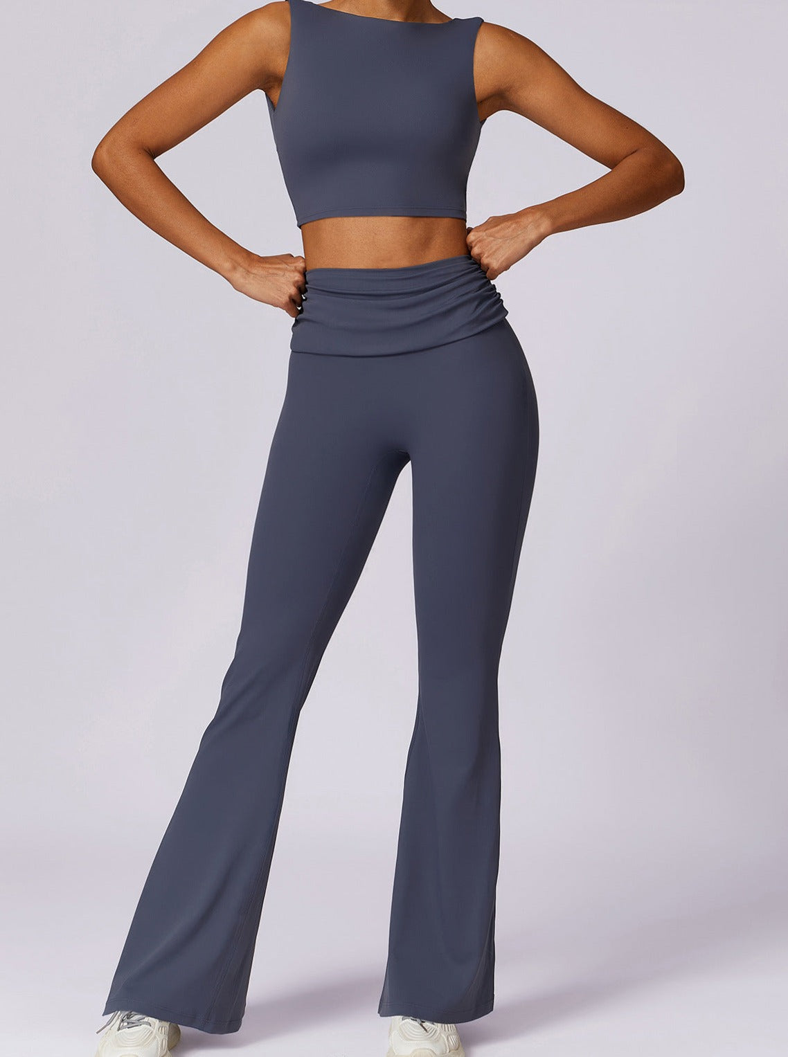Amira - High-Waist Flare Leggings with Folded Band