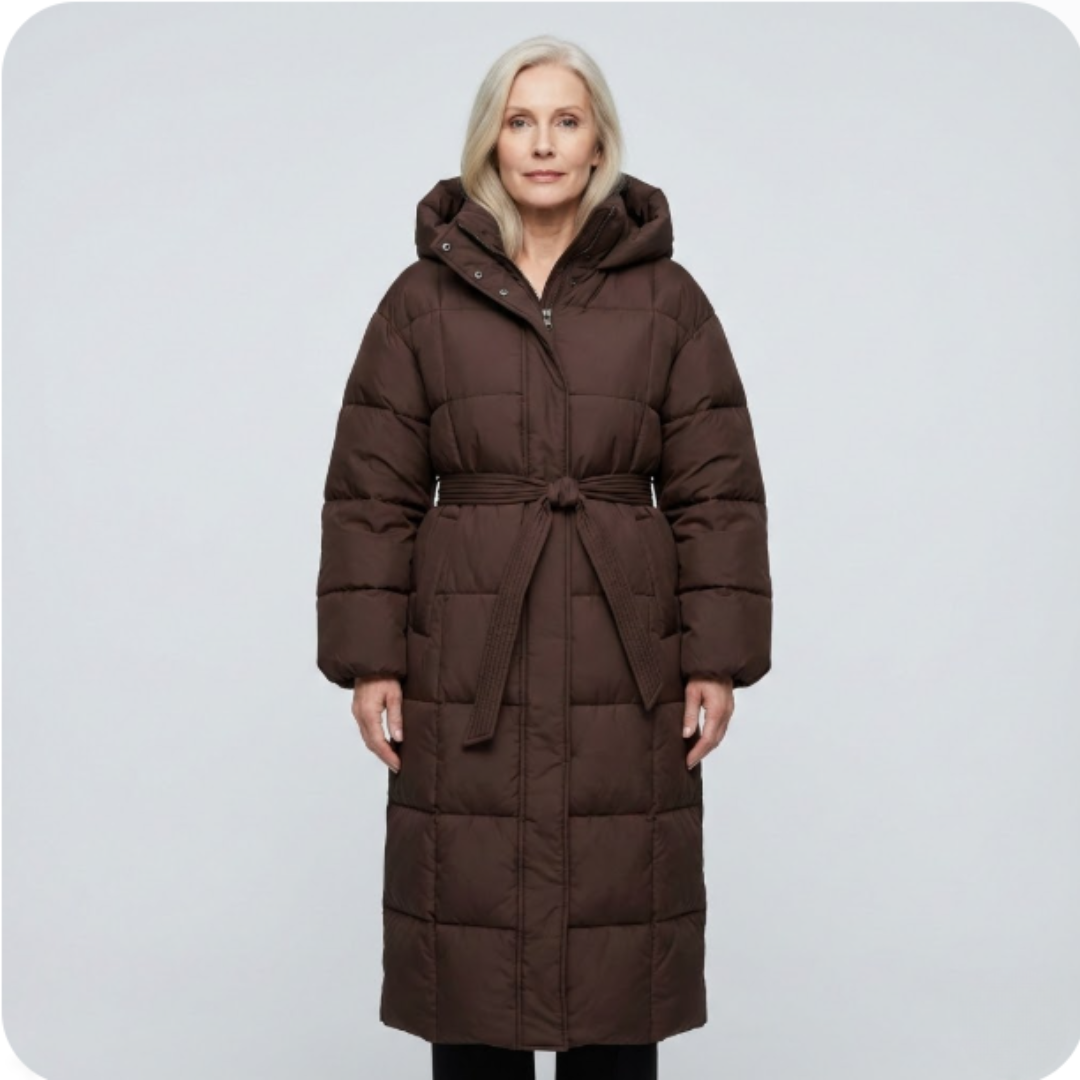 Carmen - Long Belted Puffer Mantel