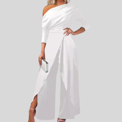 RANA™ - Elegant Ruched Wrap Split Hem Jumpsuit