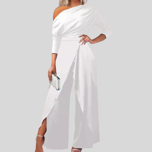 RANA™ - Elegant Ruched Wrap Split Hem Jumpsuit