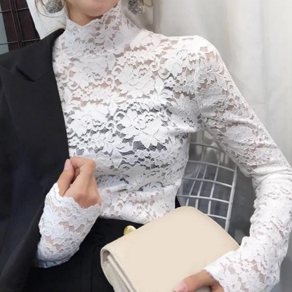 Noa - Elegant Floral Lace Turtleneck Damen’s Top