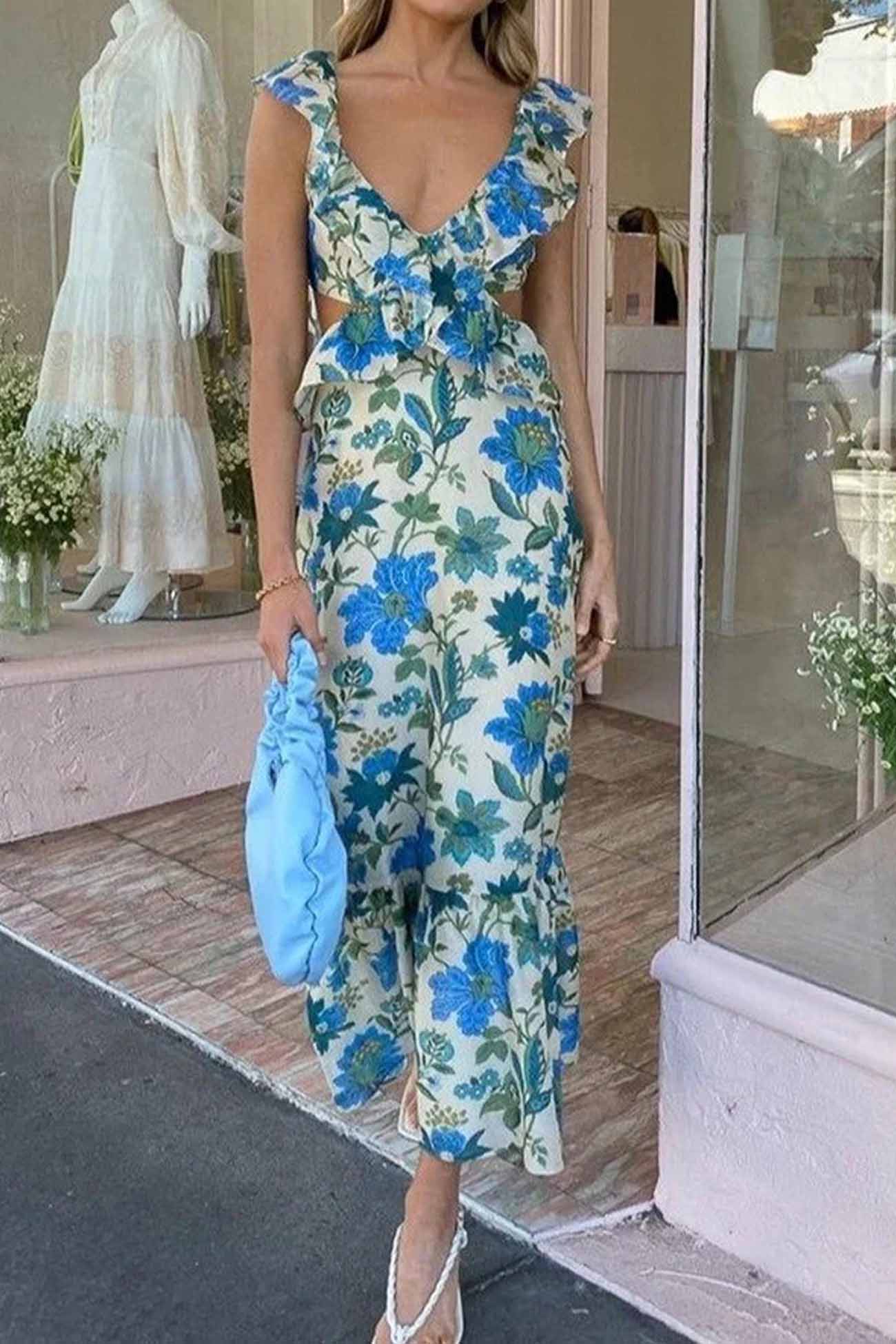 Amara | Elegant Summer Maxi Kleid - Sleeveless with Ruffle Straps