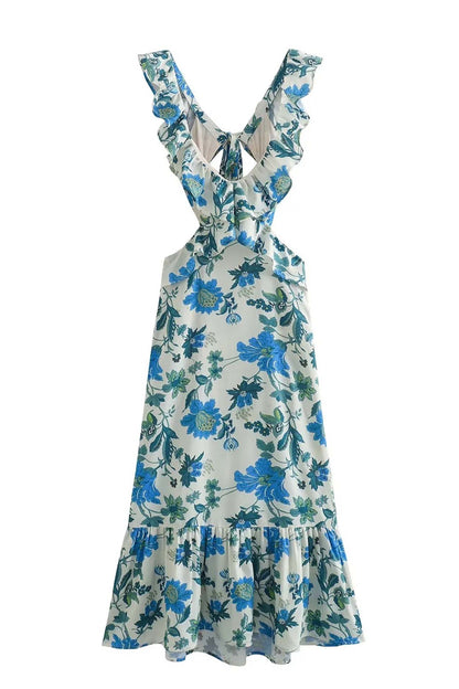 Amara | Elegant Summer Maxi Kleid - Sleeveless with Ruffle Straps