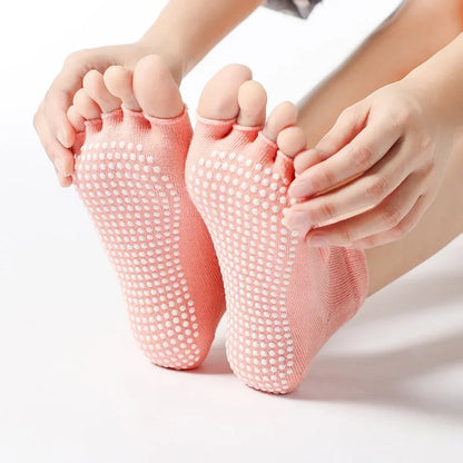 Damen’s Five-Toe Pilates Socks Non-Slip Cotton
