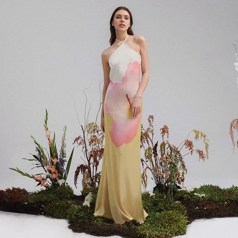 Hannah | Elegant Floral One-Shoulder Maxi Kleid