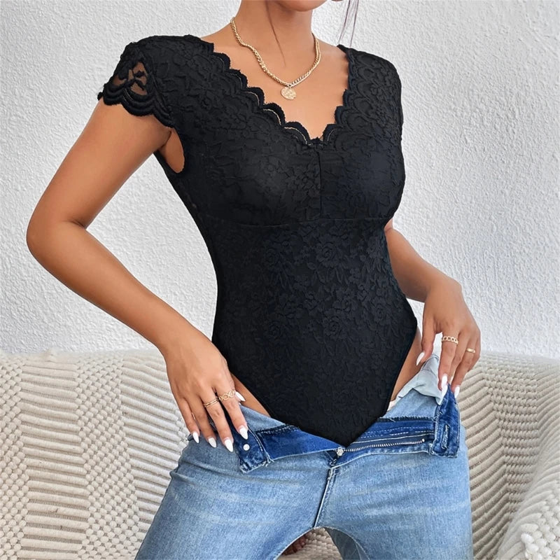 Verisse - Sheer Lace Bodysuit Lingerie