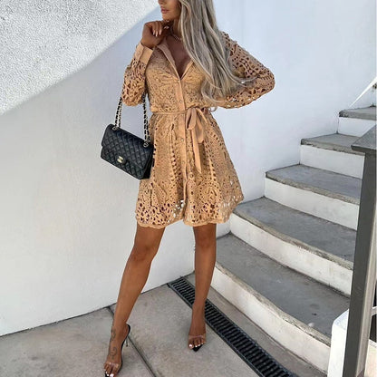 Dionne - Elegant Lace Long Sleeve Damen’s Kleid