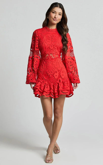 Esme | Elegant Stand Collar Mini Kleid
