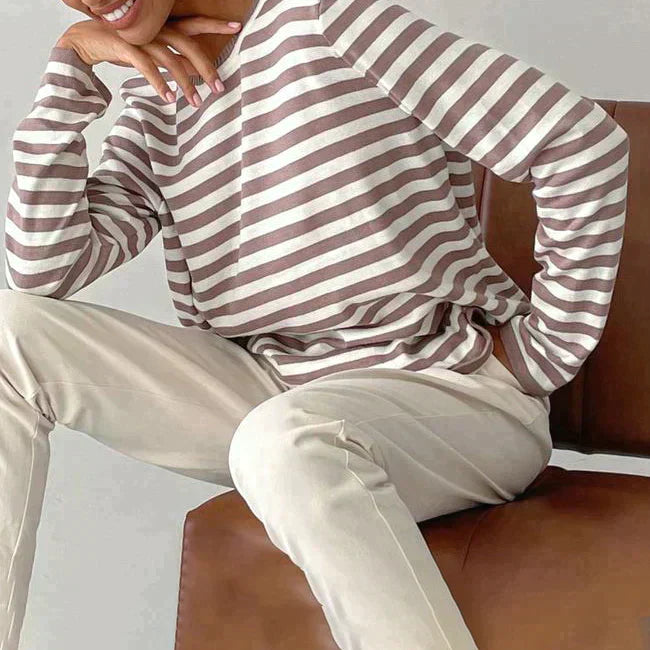 Gail | Striped Cotton Long Sleeve T-Shirt for Damen