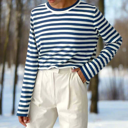 Gail | Striped Cotton Long Sleeve T-Shirt for Damen