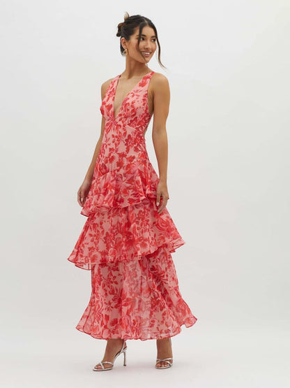 Kay | Strappy Back Floral Maxi Kleid for Spring Elegance