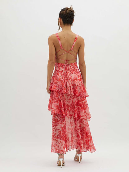 Kay | Strappy Back Floral Maxi Kleid for Spring Elegance