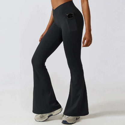 Damen High Waisted Flare Yoga Leggings - Sculpting Stretch