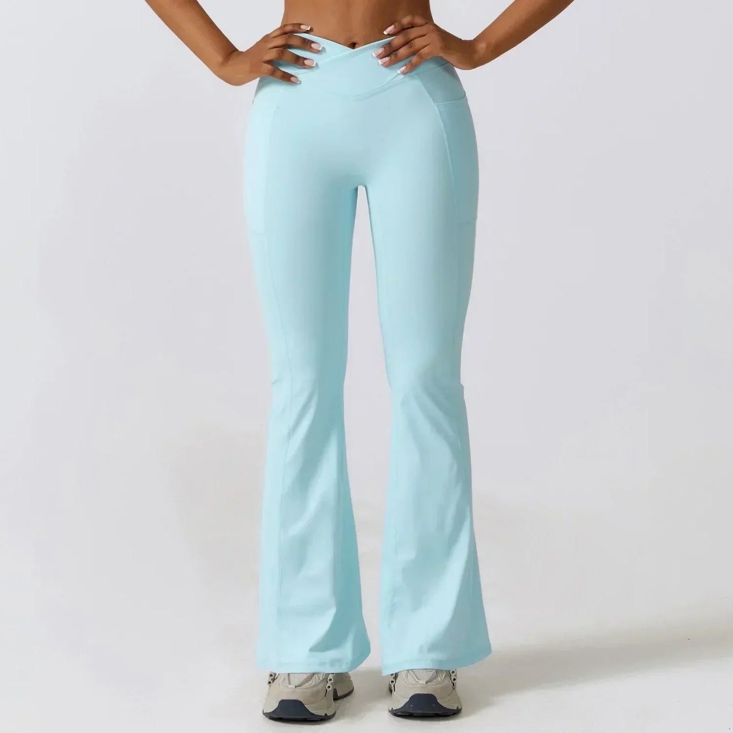 Damen High Waisted Flare Yoga Leggings - Sculpting Stretch