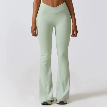 Damen High Waisted Flare Yoga Leggings - Sculpting Stretch