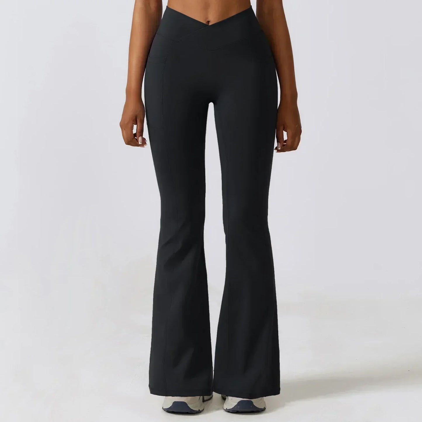 Damen High Waisted Flare Yoga Leggings - Sculpting Stretch
