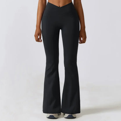 Damen High Waisted Flare Yoga Leggings - Sculpting Stretch
