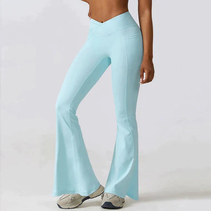 Damen High Waisted Flare Yoga Leggings - Sculpting Stretch