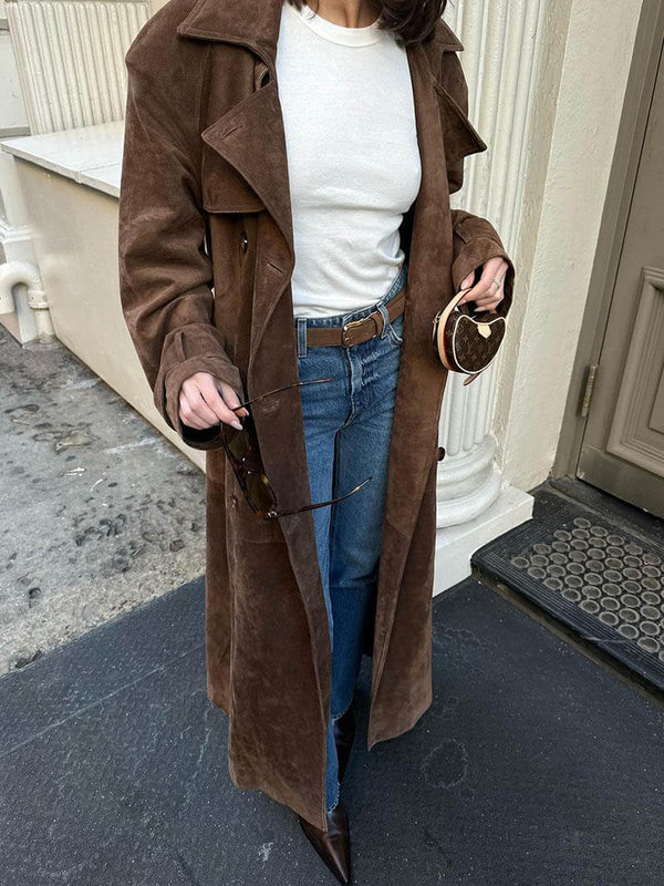 Olivia - Classic Suede Trench Mantel