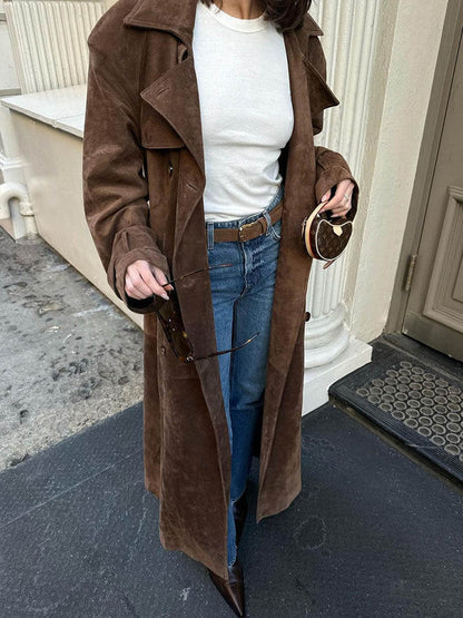 Olivia - Classic Suede Trench Mantel
