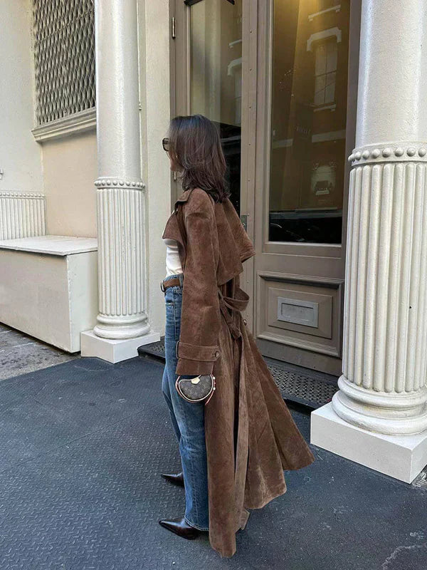 Olivia - Classic Suede Trench Mantel