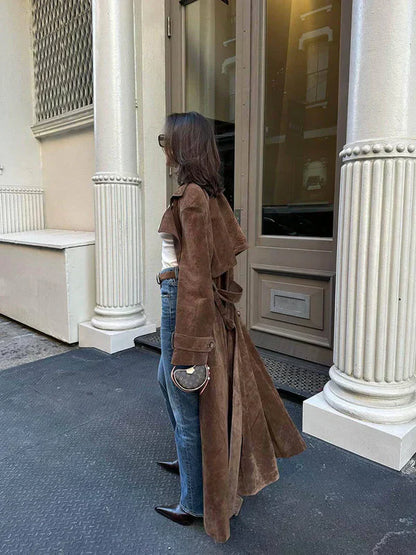 Olivia - Classic Suede Trench Mantel