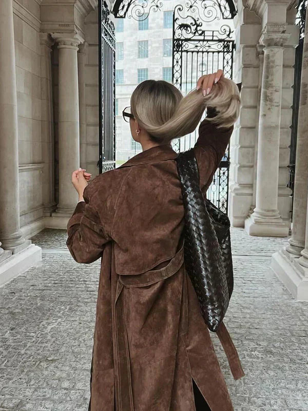 Olivia - Classic Suede Trench Mantel