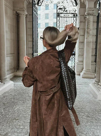 Olivia - Classic Suede Trench Mantel