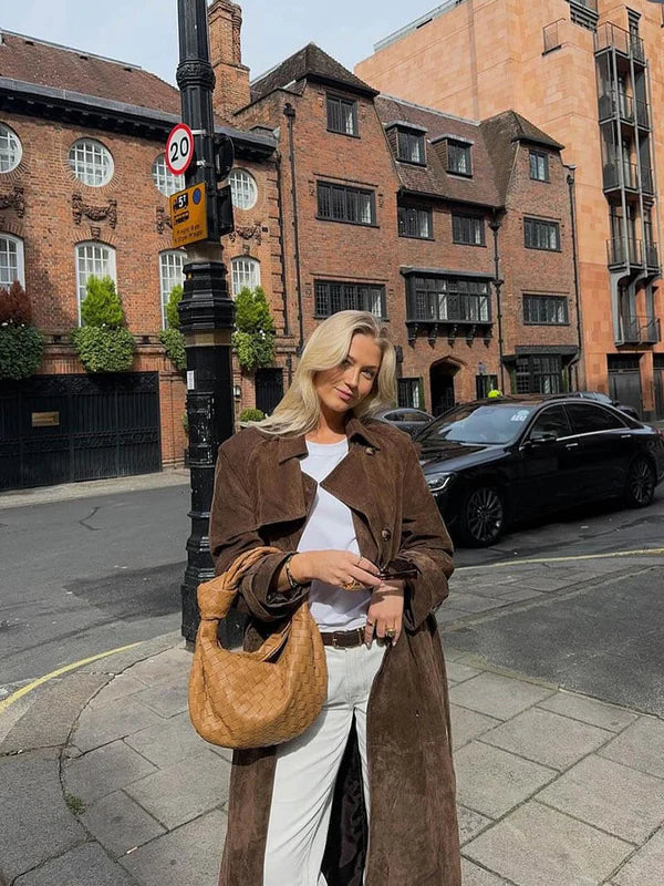 Olivia - Classic Suede Trench Mantel