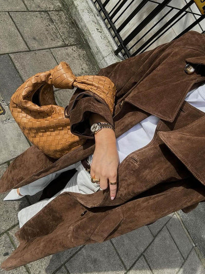 Olivia - Classic Suede Trench Mantel