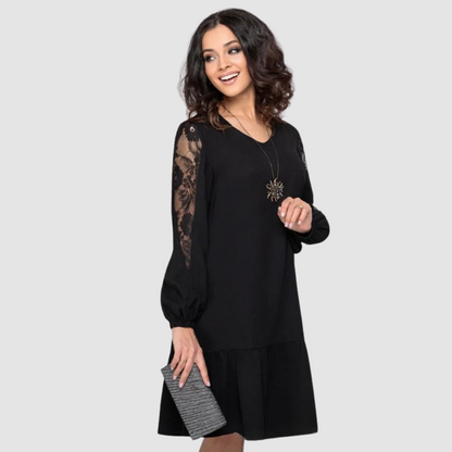 Lowri Quinn | Lace-Sleeve Midikleid