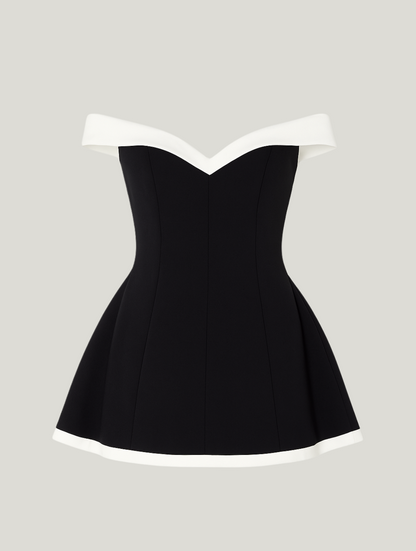 Heather | Timeless Off-Shoulder Contrast Minidress