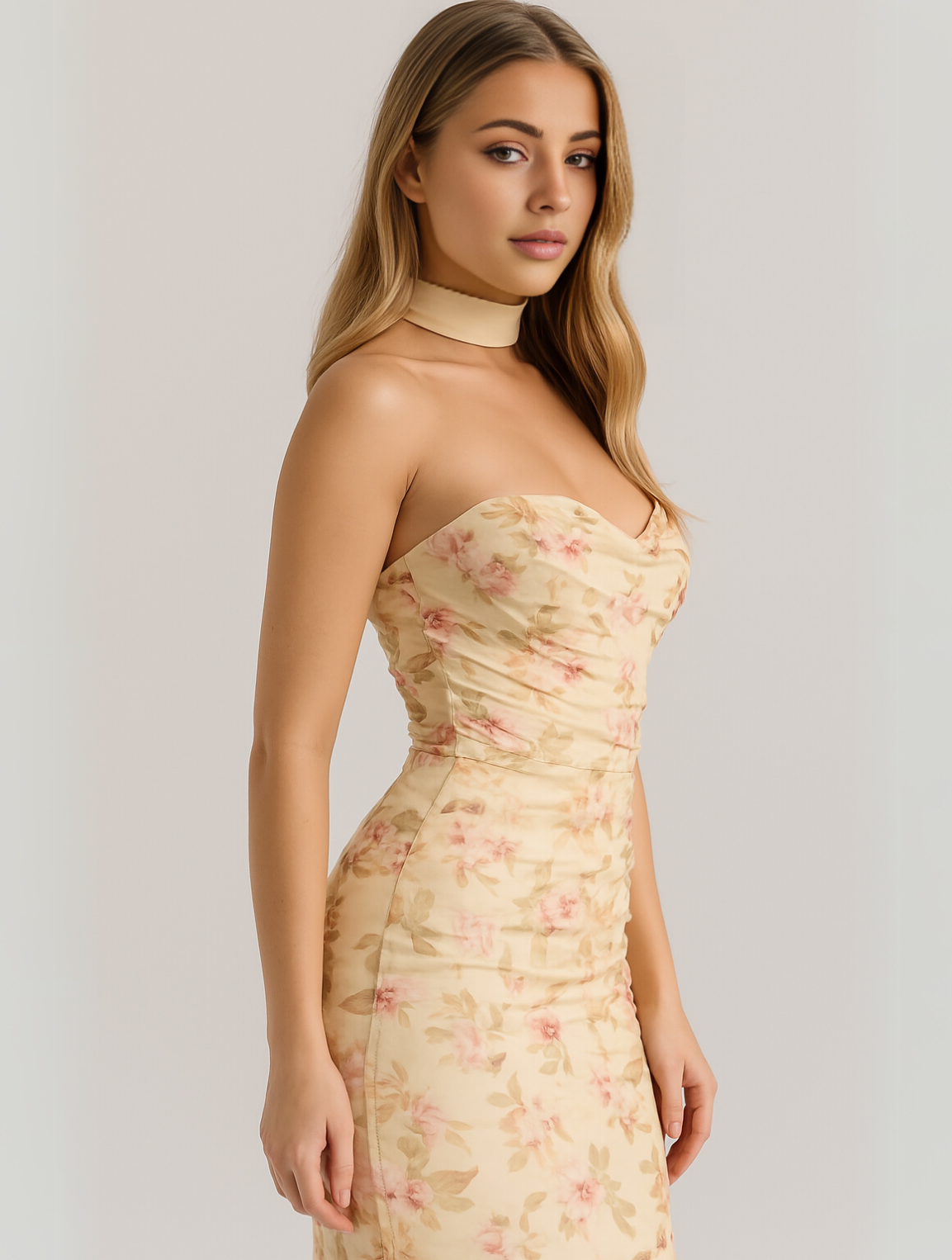 Phyllis | Elegant Strapless Choker Kleid